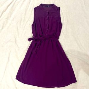 Plum dress with button detail